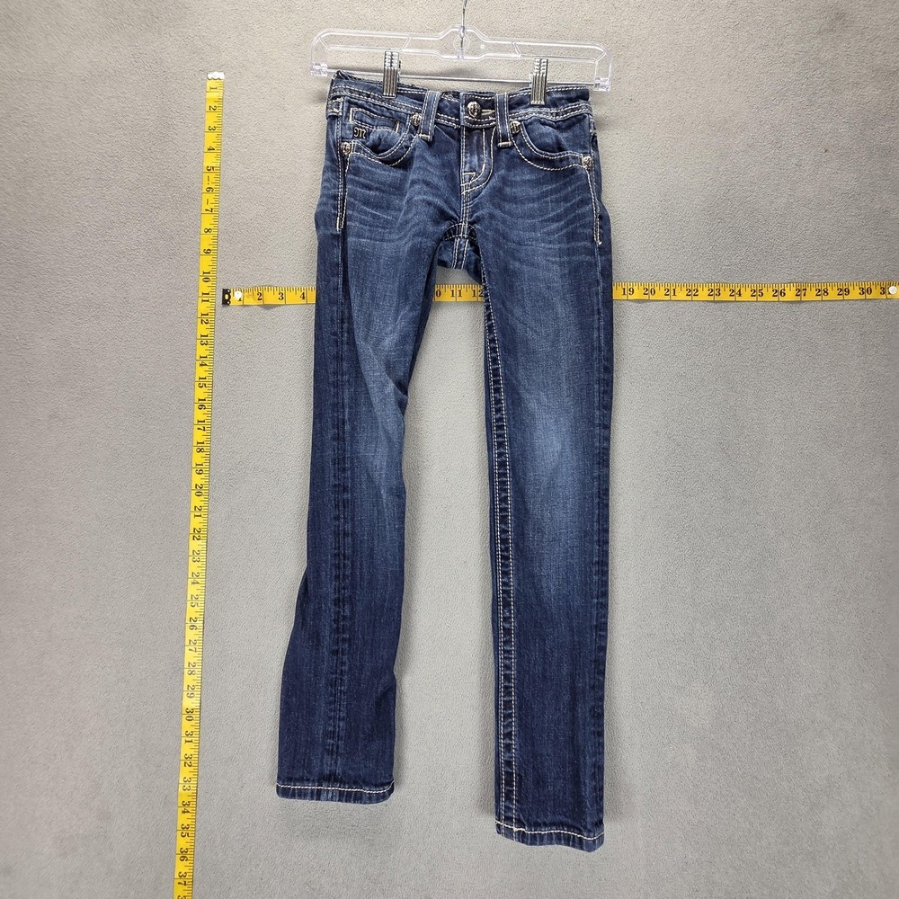 Miss Me Jeans Girls 7 Dark Wash Skinny JK560252 Embroidered‎ Flap Pockets